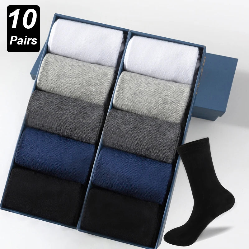 10Pairs/Lot Men Combed Cotton Socks Black Casual Business Breathable High Quality Man Sock New For Male Plus Size EU38-48 Quick Pick Grocers