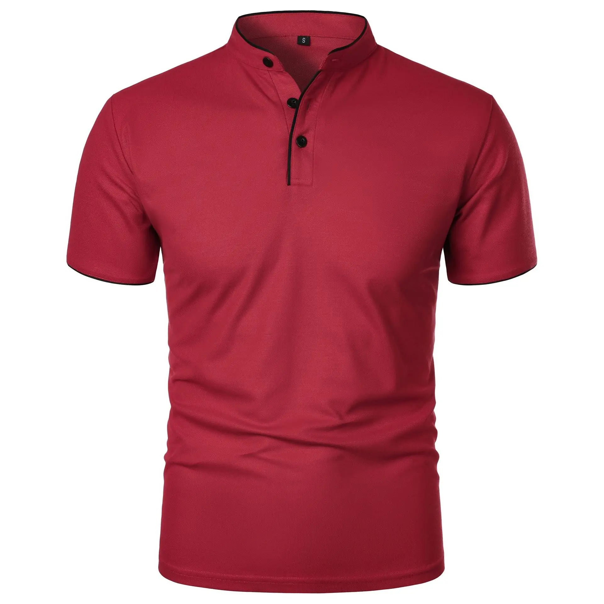 Summer Men's Short Sleeve Collar Tshirts New Solid Color Casual Polo Shirt Trendy Breathable Loose Basic Splice Top Quick Pick Grocers