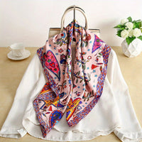 90*90Cm Square Scarf Twill Silk Feeling Women Head Shawls and Wraps Luxury Hair Tree Print Neck Scarves Hijab Bandana Pashmina Quick Pick Grocers