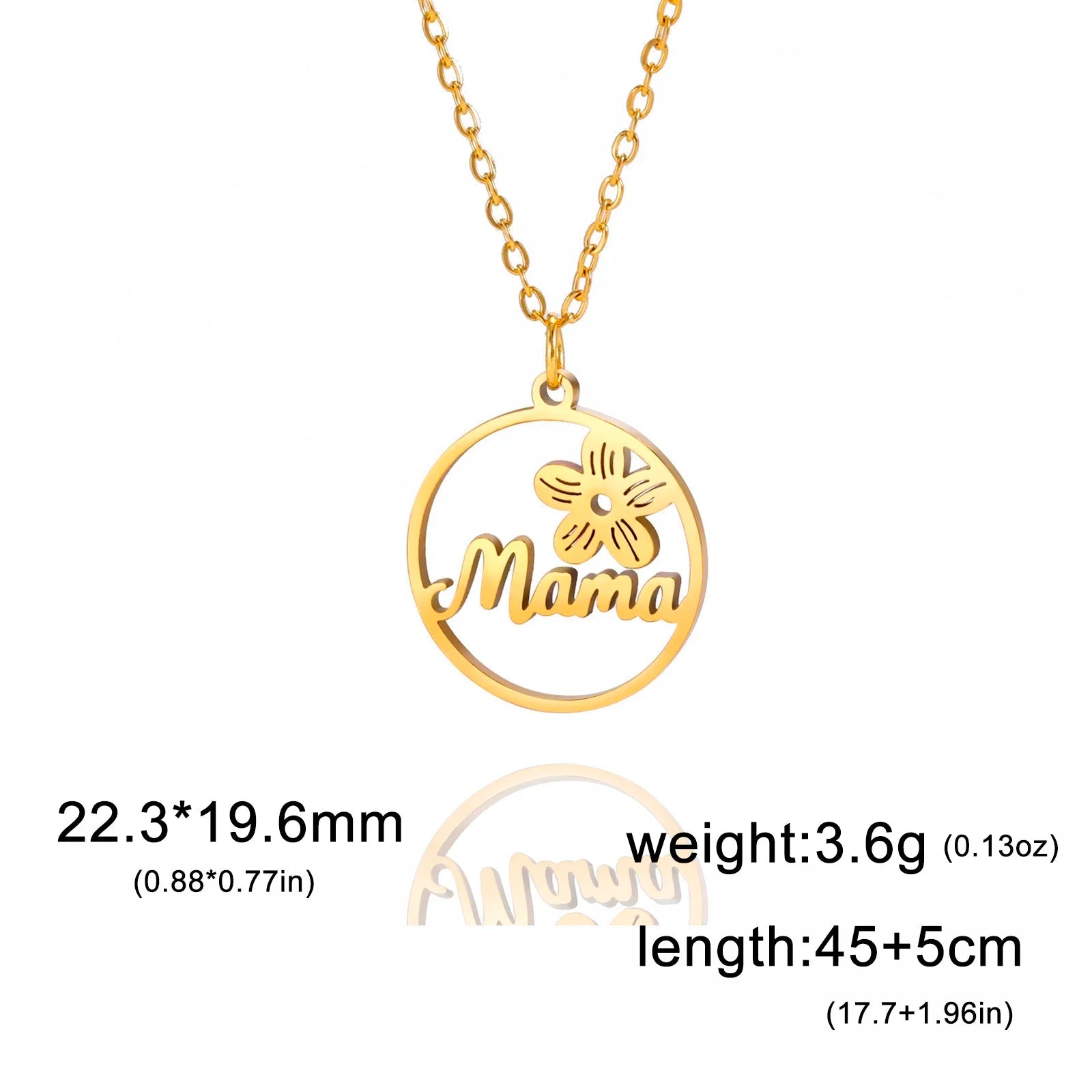 Skyrim Mama Letter Pendant Necklace for Women Stainless Steel Neck Chain Choker Trendy Family Jewelry Mother's Day Gift for Mom Quick Pick Grocers