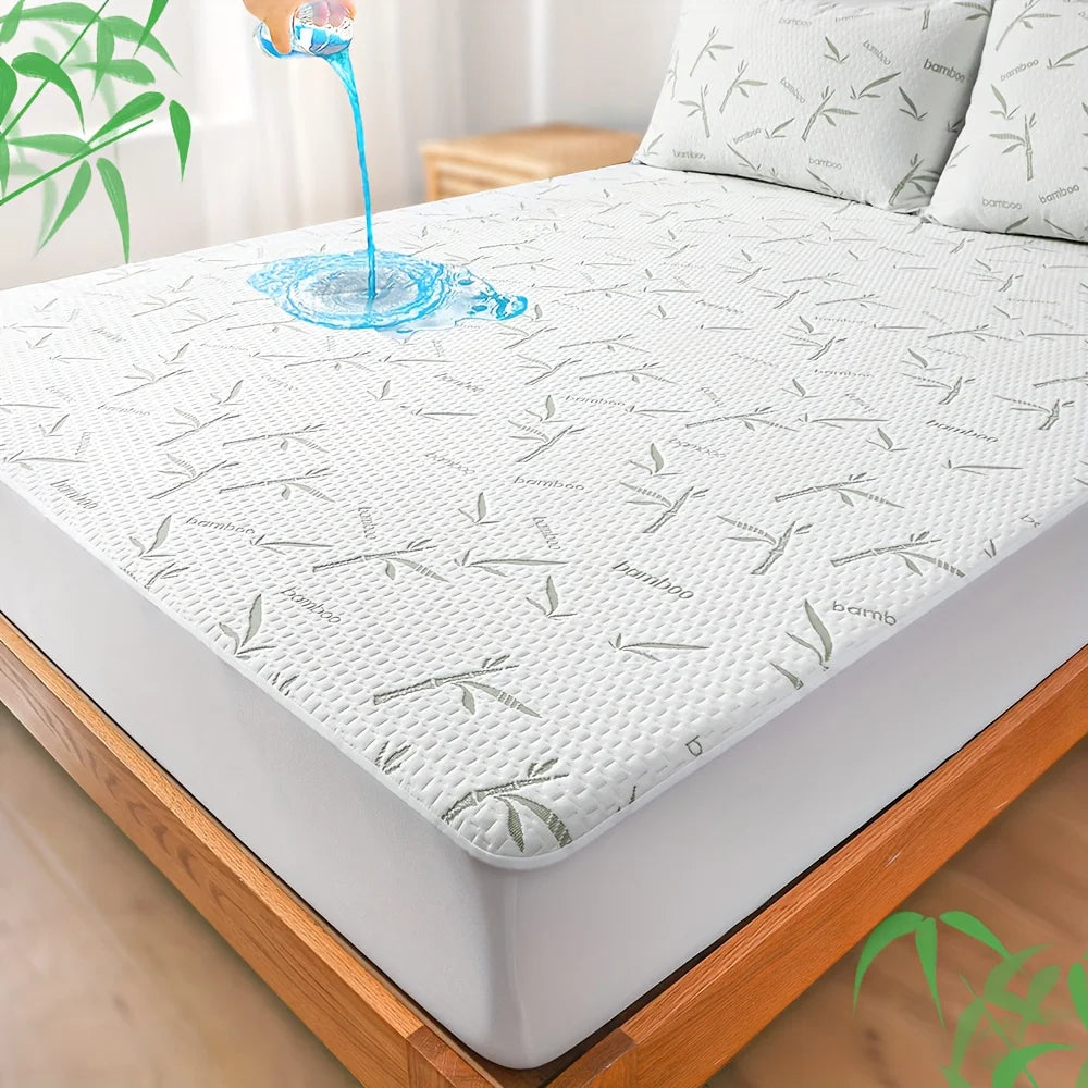 1p Cooling Bamboo Fiber Fitted Sheet, Breathable Mattress Protector Cover  with Deep Pocket for Summer Quick Pick Grocers