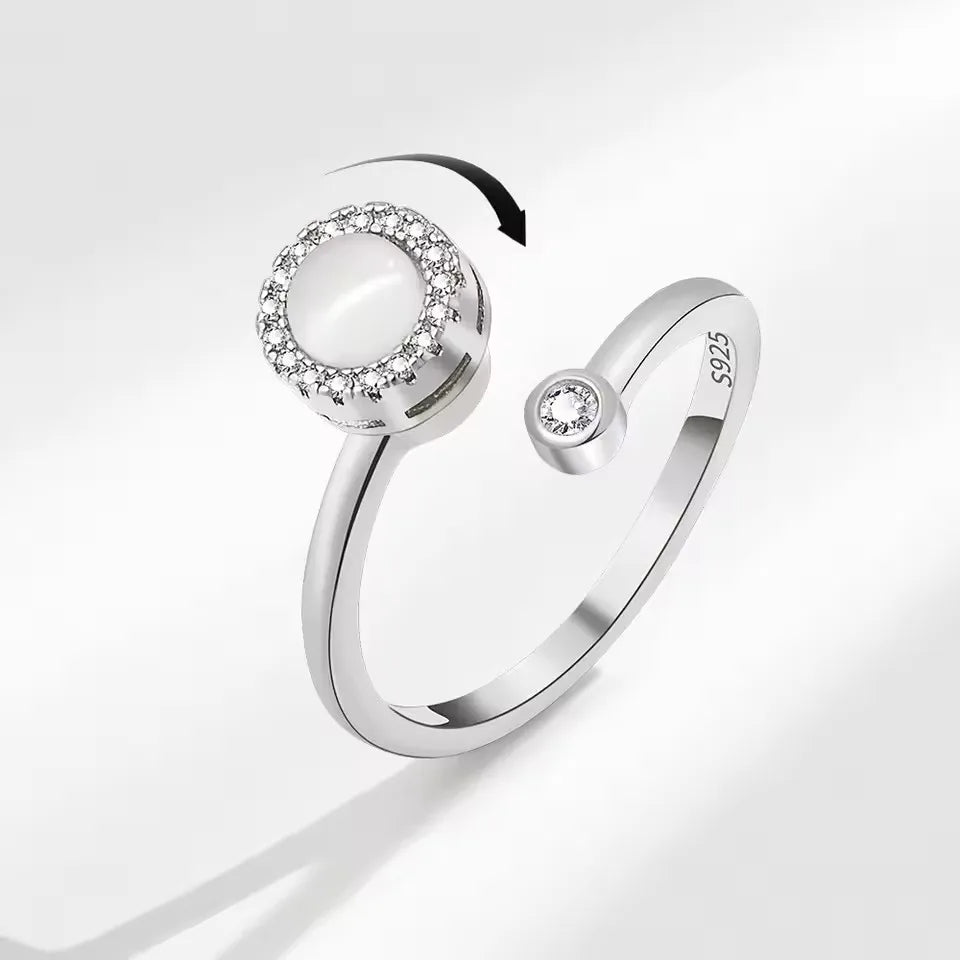 VENTFILLE 925 Sterling Silver Sunflower Diamond Zircon Rotatable Ring For Women Gift Relieve Stress Ring Jewelry Wholesale Quick Pick Grocers