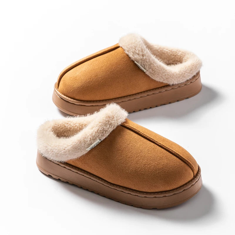 Fashion Women Fluffy Slippers for Autumn and Winter Indoor EVA Thick Sole Anti-Slip and Warm Unisex Slippers for Winter Purest Peak