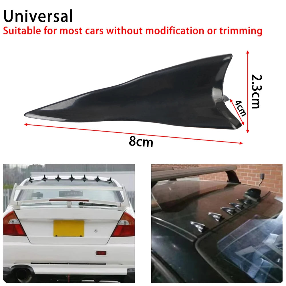 10Pcs Universal PU Rear Roof Shark Fins Spoiler Wing Kit Car Roof Spoiler Bumper Spoiler Shark Fin Diffuser Vortex Generator