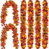 2M Artificial Fall Maple Leaf Garland Fake Plants Autumn Decor Leaves Vine for Thanksgiving Halloween Festivals Wedding Decora Quick Pick Grocers
