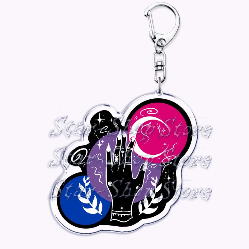 Cute Lgbt Halloween Keychain for Accessories Bag Gay Pride Lgbtq Spooky Ghost Lesbian Keyring Jewelry Rainbow Fans Friends Gifts Quick Pick Grocers