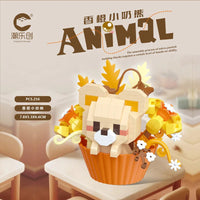 Cute dessert small animals potted bouquet cartoon doll panda puppy building block ornament children toys gift Quick Pick Grocers