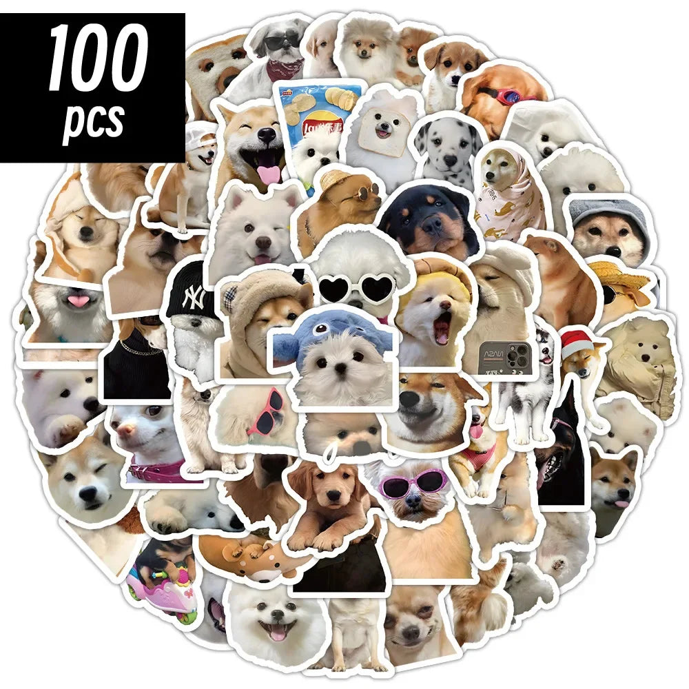 10/50/100pcs Funny Dog Stickers Cartoon Cute Decals Toy Stationery Guitar Phone Bicycle Laptop Luggage Car Graffiti Kids Sticker Quick Pick Grocers