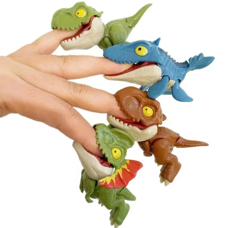 Jurassic Finger Dinosaur Triceratops Tyrannosaurus Model Toys for Kids Creative Finger Biting Dinosaurs Interactive Toy Boy Gift Quick Pick Grocers