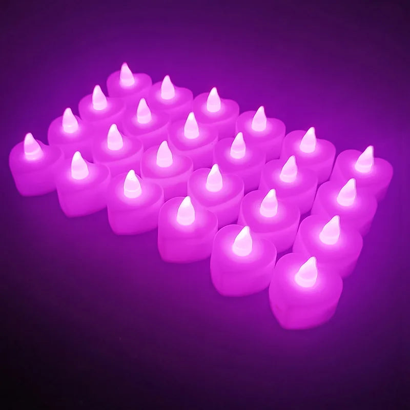 24PCS LED Candle Tea Lights Battery Operated Red Shells Romantic Decoration Flameless  Wedding Party Use Econic Blanks