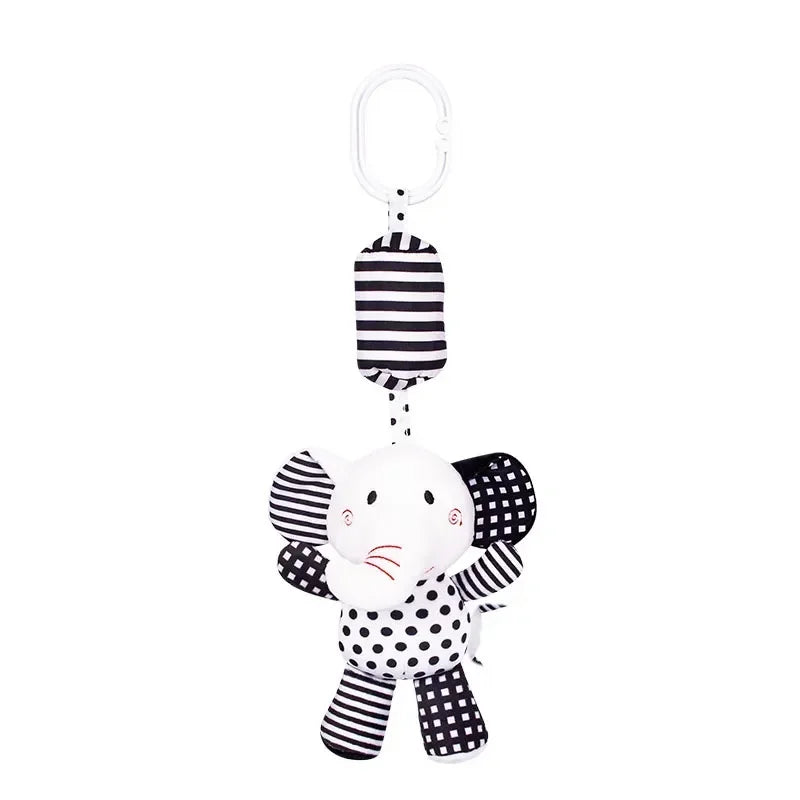 Stroller Bed Hanging Bell Plush Doll Baby Infant Rattles Newborn Black White Visual Grab Ability Training Toys игрушки для детей Purest Peak