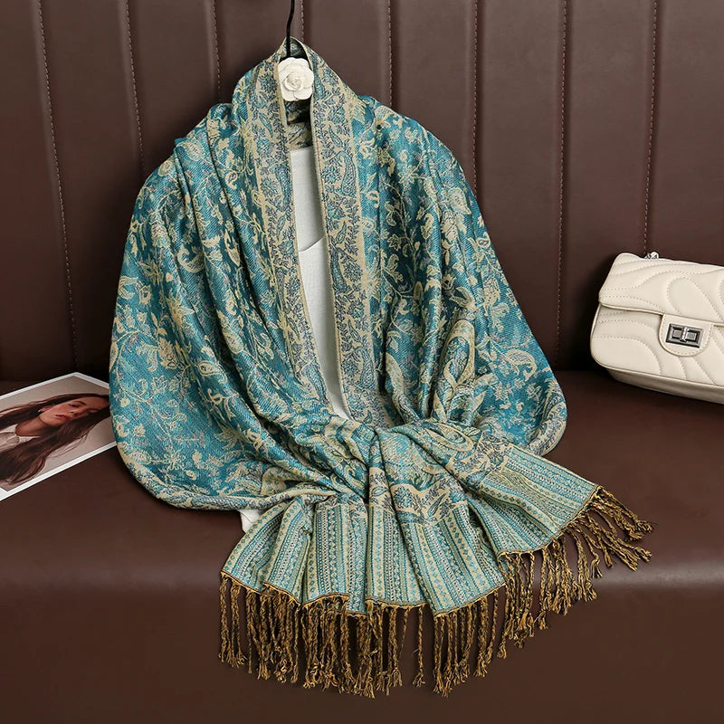 Luxury Brand Autumn Cashmere Pashmina Shawl Lady Wrap Warm Winter Scarves Design Print Female Foulard Cotton Stoles Scarf 2023 Quick Pick Grocers
