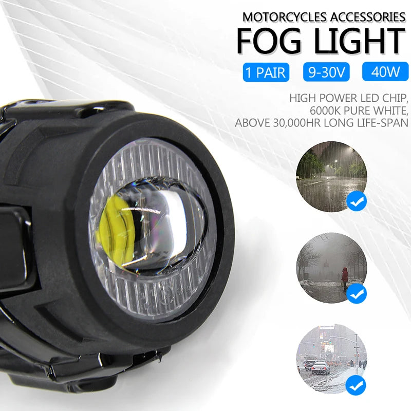 E9 Motorcycle LED Auxiliary Headlight Flipable Fog Light Protector For BMW R1200GS LC R1250GS Adventure R1250RT R1200RT R1250RS Quick Pick Grocers