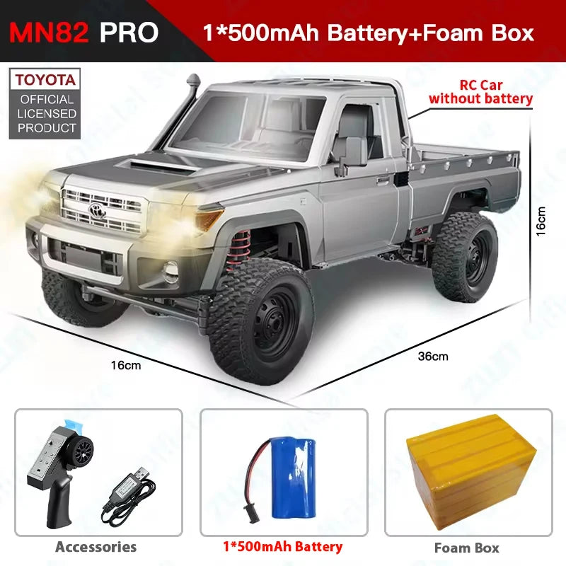 ZWN 1:12 Full Scale RC CAR MN82 Upgraded MN82 PRO Controllable Headlights 2.4G 4WD Off-Road Car Pick Up Truck Toy for Kids Gifts Econic Blanks