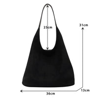 Autumn and Winter Vintage Women's Bag Large Capacity Suede Shoulder Bag Solid Color Simple Casual Commuter Bag Retro Handbags Quick Pick Grocers