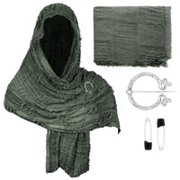 Medieval Vintage Hooded Shawl Scarf Cloak For Men Women Renaissance Halloween Tattered Layered Textured Frayed Cosplay Costume Quick Pick Grocers