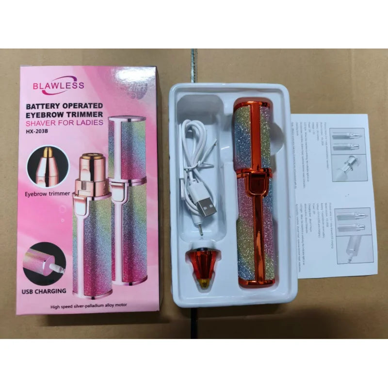 Portable 2 IN 1 Electric Epilator Eyebrow Trimmer Women's Body Facial Lip Epilator Rechargeable Mini Painless Razor Shave Shaver Quick Pick Grocers