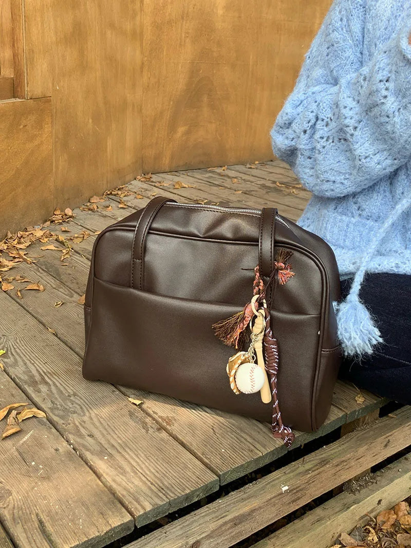 Korean Style Large Capacity Single Shoulder Women's Bag Versatile Vintage Underarm Bag Autumn 2025 New Arrival Tote Bag Quick Pick Grocers