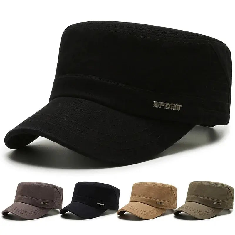 Hat Men's Flat Military Hat Is Simple And Versatile, Middle-Aged Hat Spring And Autumn Duck Tongue Casual Fashion New Style Quick Pick Grocers