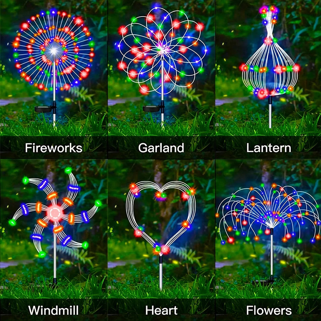 1 Pack Solar Firework Light Outdoor,IP65 Waterproof Solar Garden Flower Lights With 8 Lighting Modes For Outdoor Lighting Econic Blanks