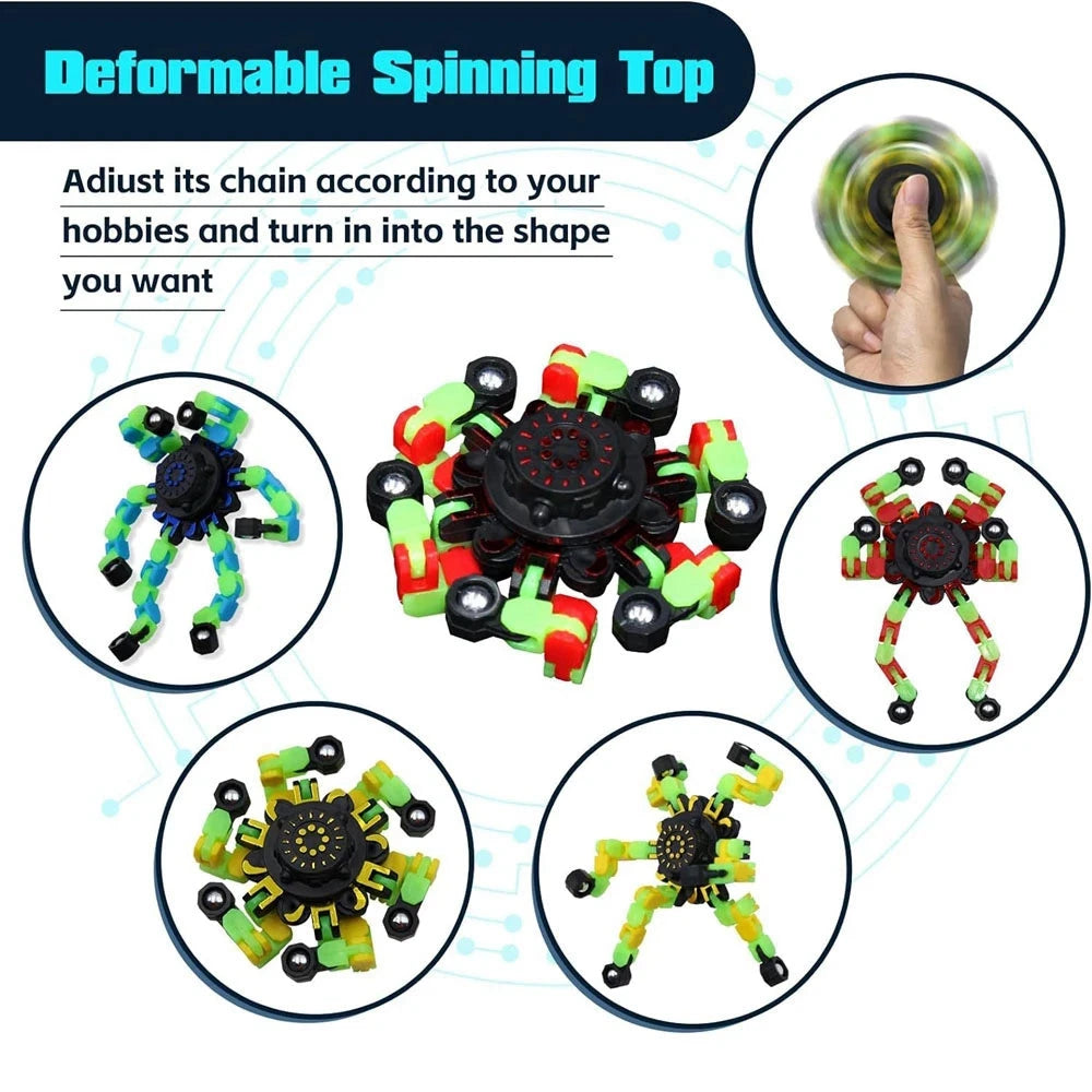 4Pcs Fidget Spinners Glow in The Dark Fingertip Gyro DIY Deformable Robot Funny Sensory Toys Decompression Spinner Party Favors Econic Blanks