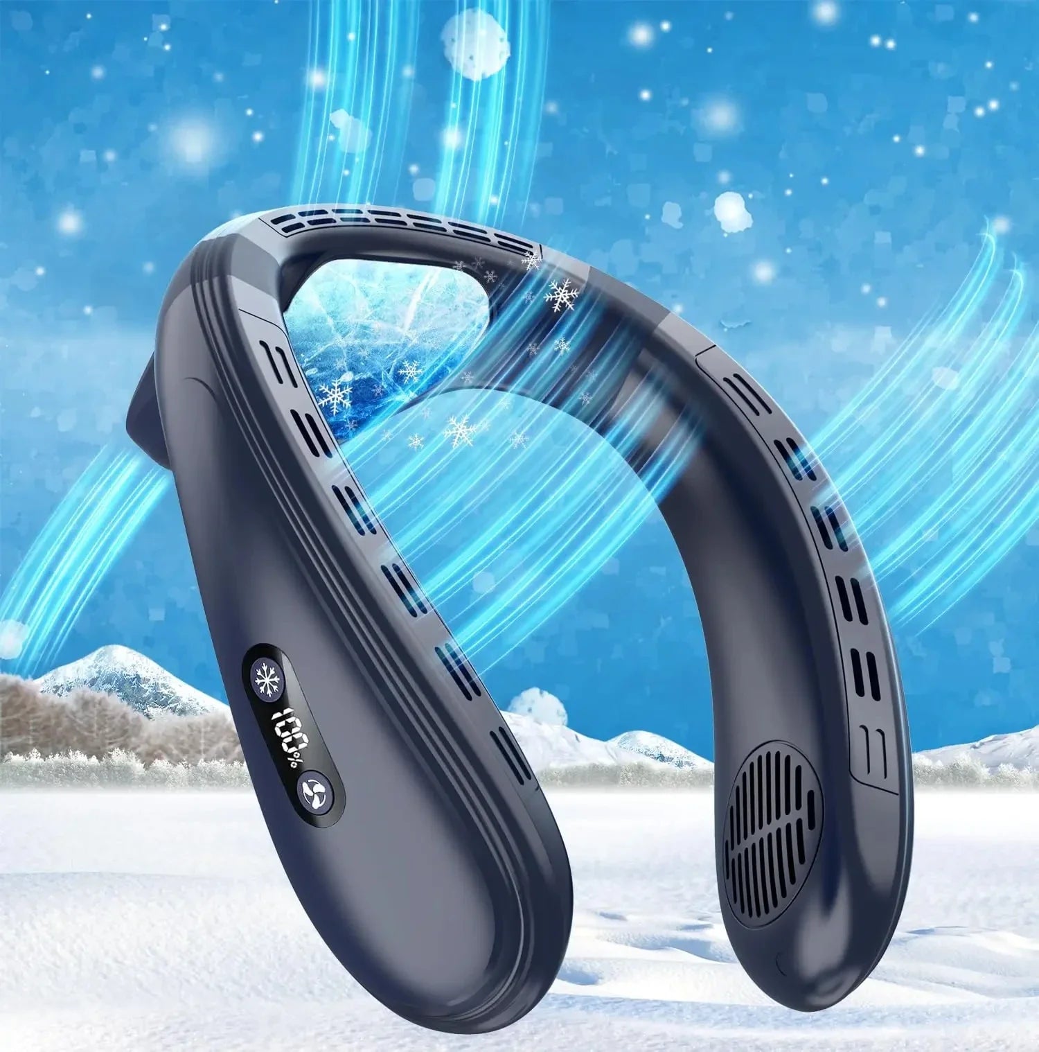 New Portable Neck Fan 5200mAh Neck Air Conditioner Rechargeable Semiconductor Cooling Fan Outdoor Personal Fan Wearable Cooler Quick Pick Grocers