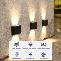 LED Solar Lights Outdoor Solar Wall Lamp Up And Down Light Illuminate for Garden Yard Street Decoration Solar Powered Light Quick Pick Grocers
