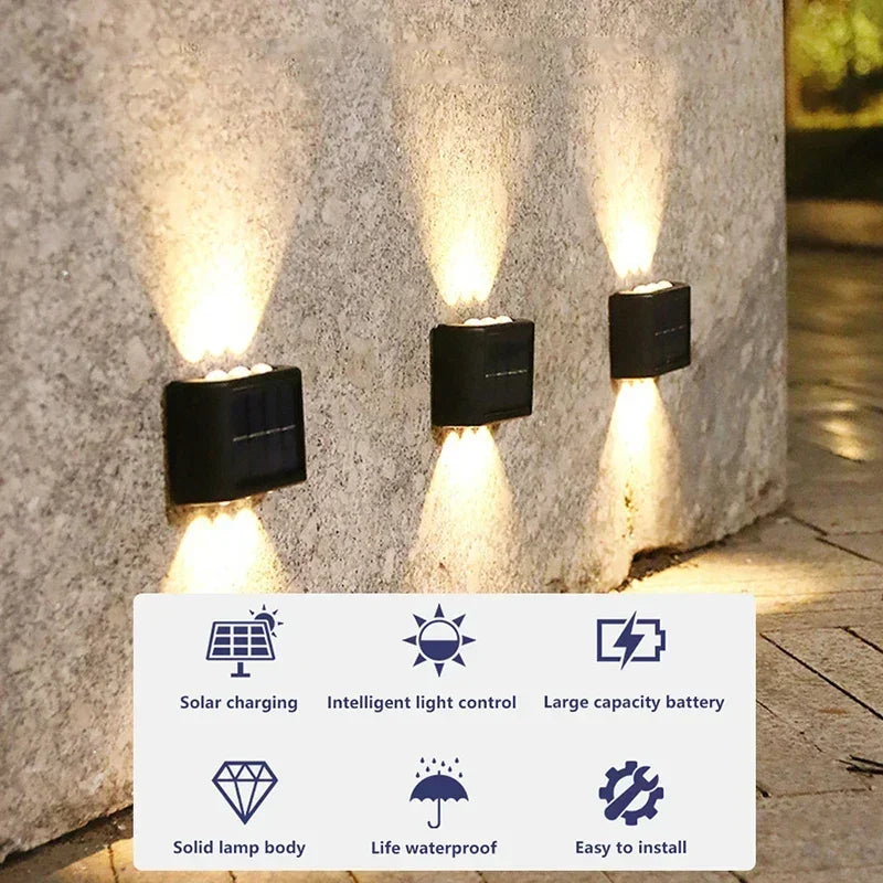 LED Solar Lights Outdoor Solar Wall Lamp Up And Down Light Illuminate for Garden Yard Street Decoration Solar Powered Light Quick Pick Grocers