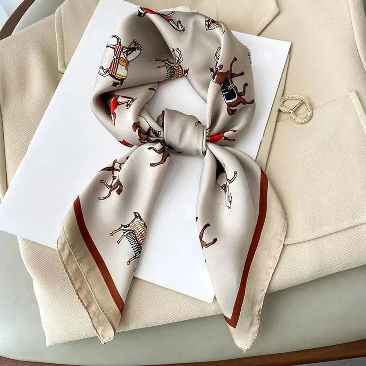 Fashion Luxury Brand 70cm Silk Square Scarf Women Satin Neck Tie Female Hair Bandana Headkerchief Shawl Wrap Hijab Echarpe Quick Pick Grocers