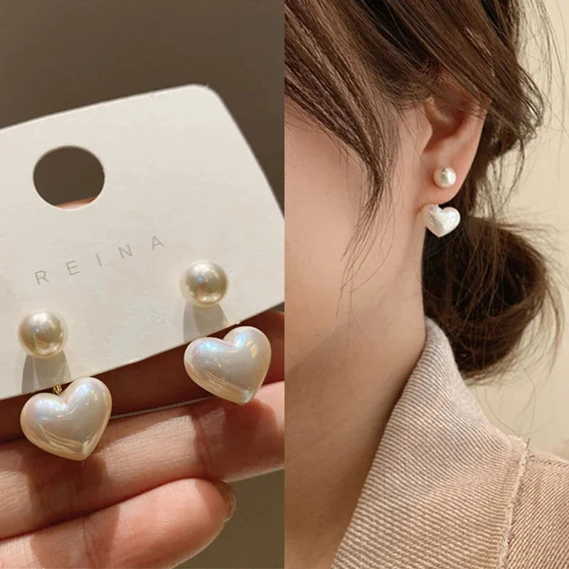 New Fashion love Heart Pearl Earrings for Women Sweet Elegant Temperament Drop Earring Trend Jewelry Accessories Econic Blanks