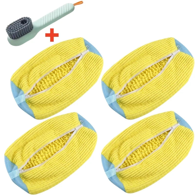 1/2/4PCS Shoe Washing Machine Bag with Liquid Shoe Brush Set Durable Laundry Shoe Bag and Soft Bristle Clean Brush for All Shoes Econic Blanks