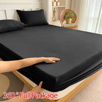 High Quality Fabric Fitted Sheet With Elastic Band Solid Color Mattress Sheet for King Queen Bed 150x200 180x200 200x220cm 1PC Quick Pick Grocers