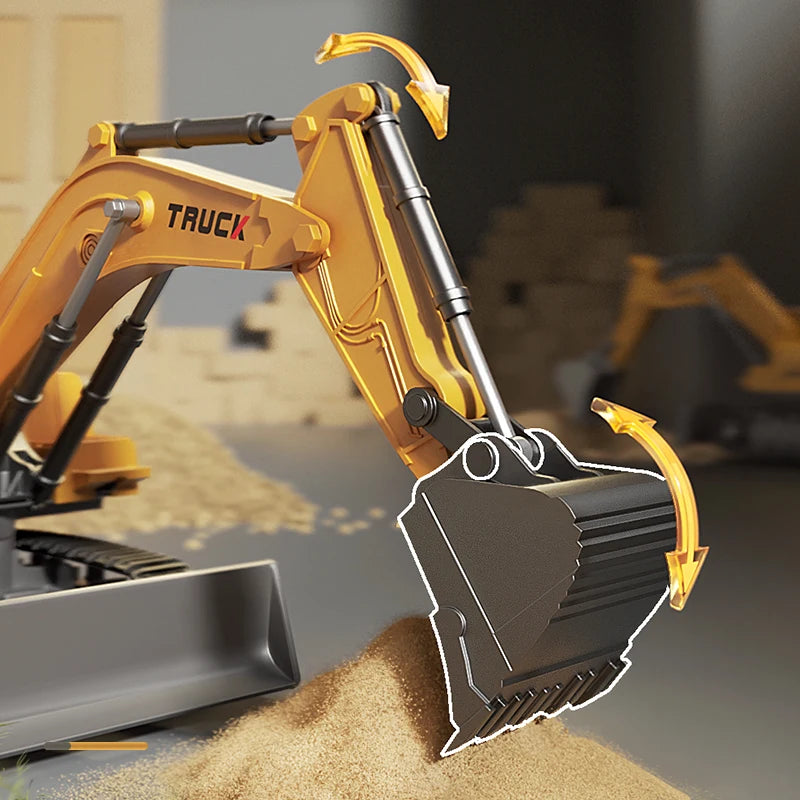 Alloy Remote Control Excavator Toy Car with Lights Sound Effect Electric Excavator Automobile Engineering Vehicle Children Gifts Econic Blanks