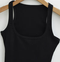Women's Sculpted Square Neck Tank Top Summer Slim Fit Workout Athletic Crop Tops for Women Quick Pick Grocers