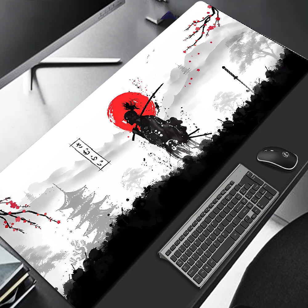Samurai Warrior Mouse Pad Gamer Computer Accessories Keyboard Table Mat Black Mousepad Company Gaming Laptop Desk Accessory Pc Quick Pick Grocers