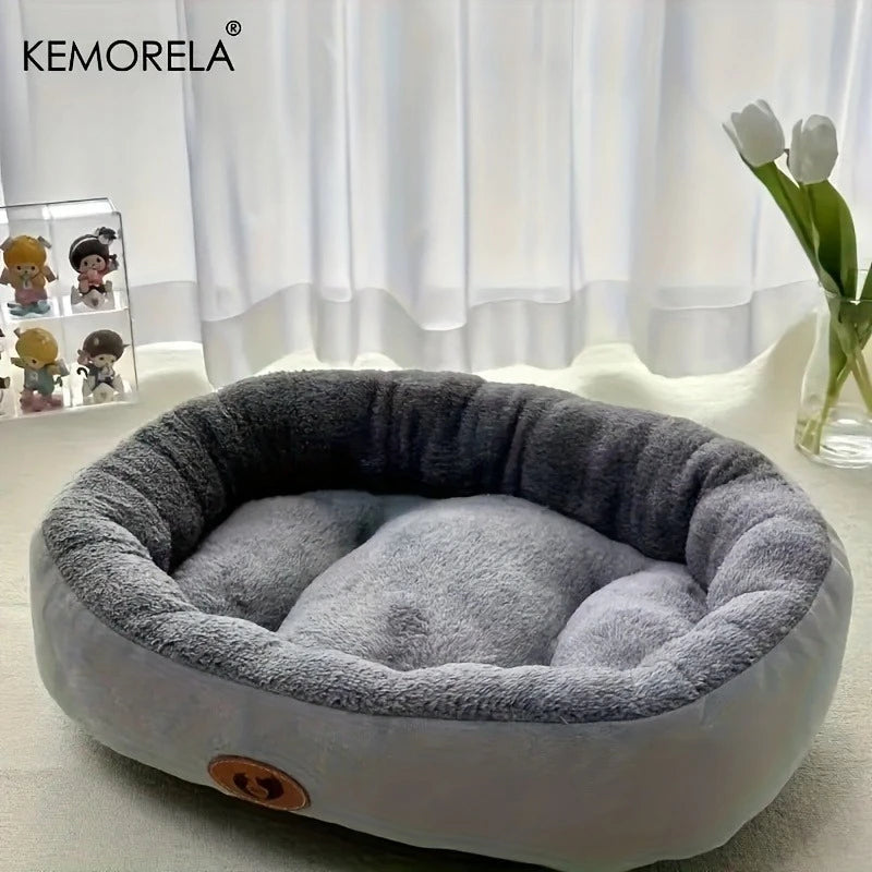 Plush Oval Pet Bed for Dogs and Cats, Thickened achine Washable All-Season Dog Cat Cushion for Small Medium Large Breeds Quick Pick Grocers