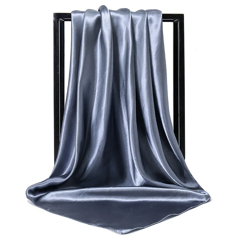 Luxury Brand Silk Scarf Women Satin Solid color Hijab Scarves Muslim Pareo Bandana Female Shawl Wrap Headband Foulard 90*90cm Quick Pick Grocers