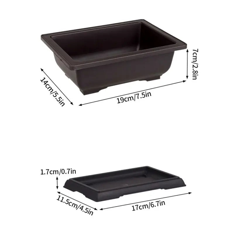 Rectangular Flowerpots Plastic Bonsai Plants Pot Square for Flower Balcony Garden Yard Landscape Bonsai Pot Trays Home Decor Quick Pick Grocers