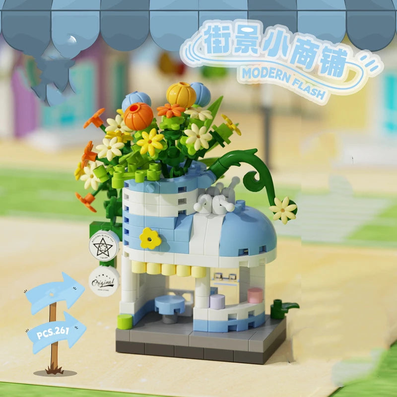 Library Candy Store Street View Coffee Pet Bread Flower Hamburger Small Shop City Building Blocks Fun Street Store Toys Quick Pick Grocers