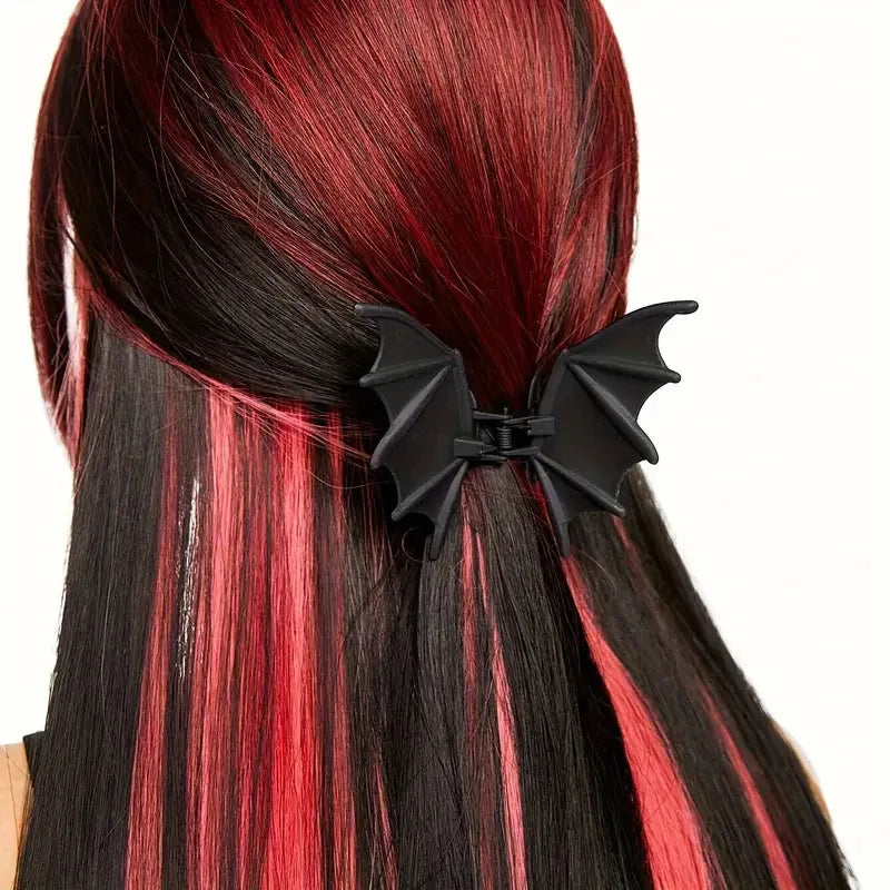 Gothic Bat Hair Clip Halloween Matte Black Gothic Punk-Style Animal Print Hairpin for Women, Elegant Party Hair Accessory Quick Pick Grocers