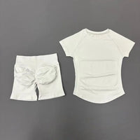 2 Pcs HISTELLO Sports Gym Sets Short Sleeve Seamless Yoga Clothing Fitness Set Women Workout Running Sports Short Leggings Suit Quick Pick Grocers