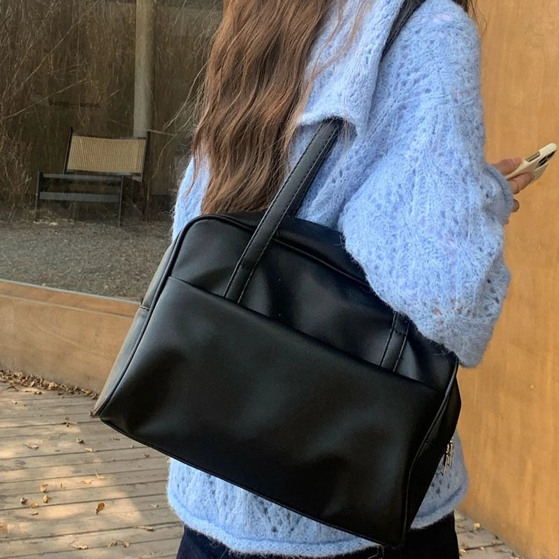 Korean Style Large Capacity Single Shoulder Women's Bag Versatile Vintage Underarm Bag Autumn 2025 New Arrival Tote Bag Quick Pick Grocers