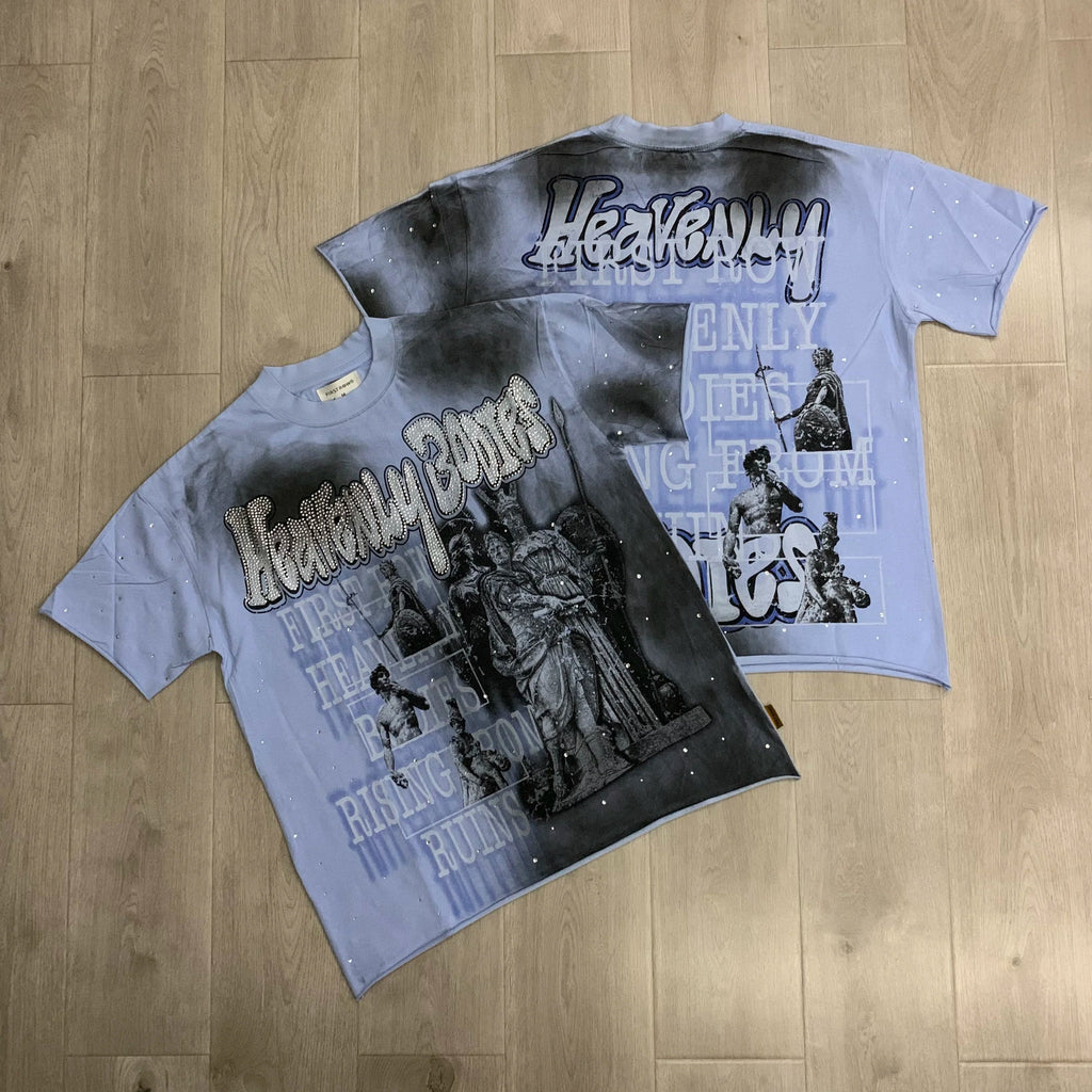 Streetwear Vintage Washed Diamond Cropped Tee for Men Crew Neck Short Sleeve Loose Cotton Rhineston Tshirts Oversized Quick Pick Grocers