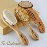 Personalized Wooden Baby Brush Custom Name Baby Wool Comb New Born Hair Brush Infant Head Massager Bath Brush Comb for Kids Purest Peak