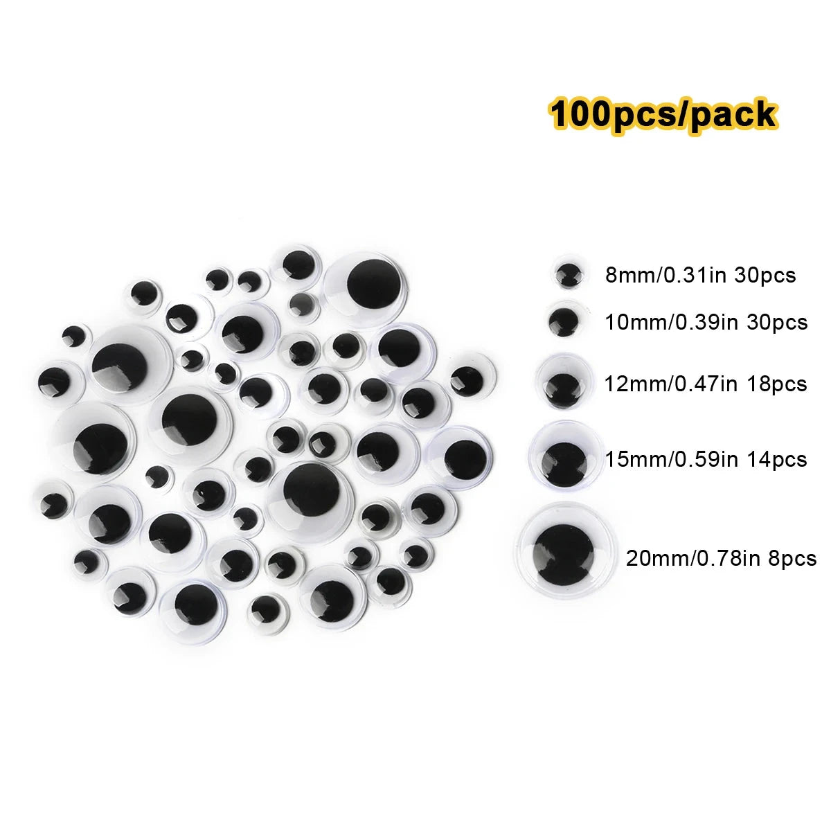 100pcs/200/550pcs Self-adhesive Googly Wiggle Eyes for DIY Scrapbooking Crafts Projects DIY Dolls Accessories Eyes Handmade Toys Econic Blanks