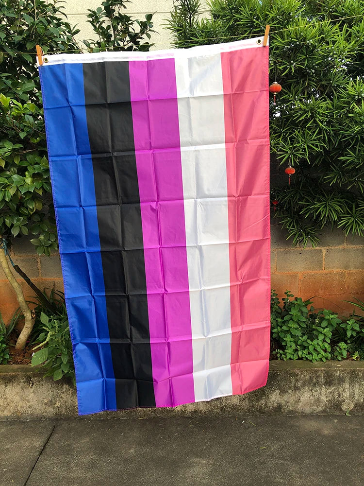 Z-ONE FLAG Rainbow Flag 90x150cm  LGBT genderqueer Genderfluid Gender fluid pride Flag polyester hanging banner for decoration Quick Pick Grocers