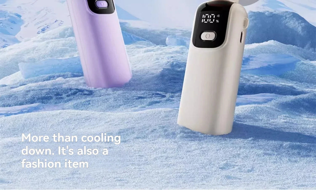 JPNPL 4000mAh Hanging Ice Pack Handheld High-speed Fan Folding 100 Speed Infinitely Adjustable Fan Portable For Outdoor Neck Quick Pick Grocers