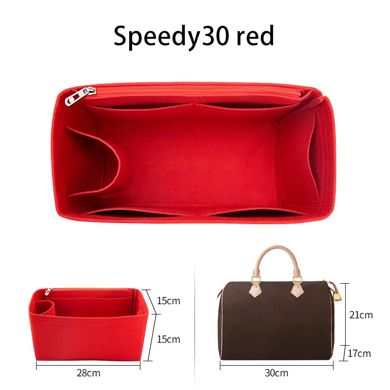 WUTA Felt Insert Bag Organizer For LV Speedy 20 25 30 35 Flap Handbag Inner Bag Makeup Travel Purse Storage Tote Bag Accessories Quick Pick Grocers