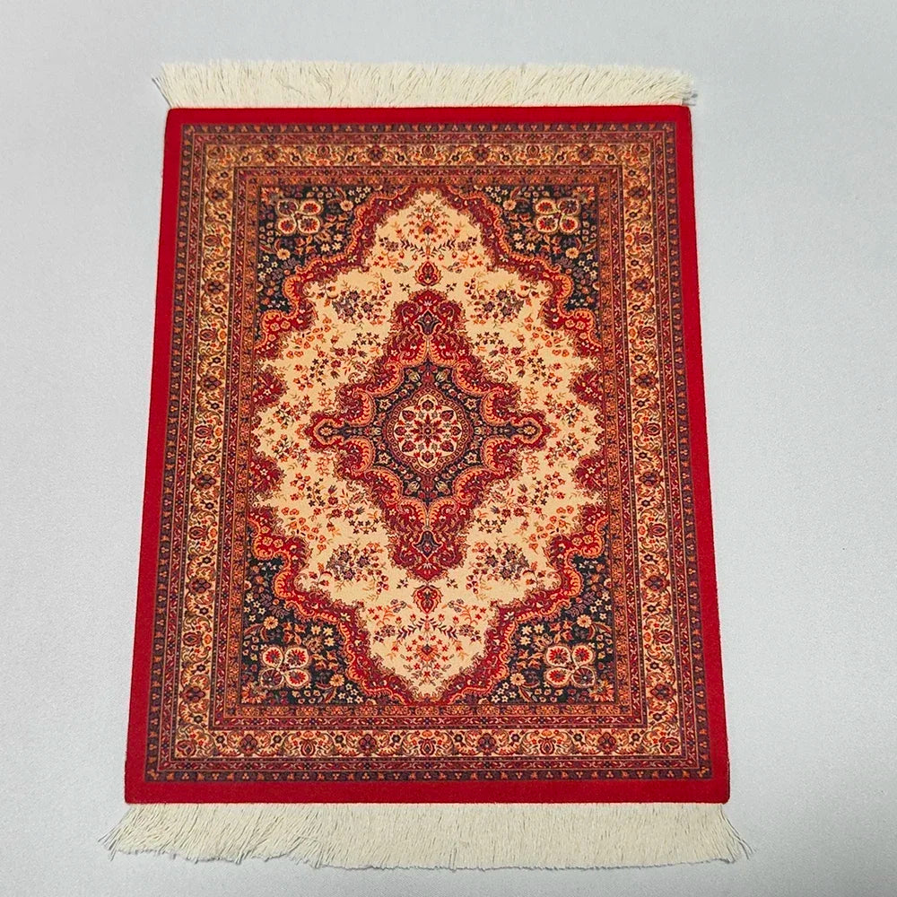 Woven flower Persian carpet small coaster wholesale merchants cheap mouse pad desk mat retro style rubber non-slip computer mats Quick Pick Grocers