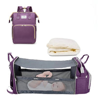 3 In 1 Diaper Bag Backpack Foldable Baby Bed Waterproof Travel Bag with USB Charge Diaper Bag Backpack with Changing Bed 3 types Purest Peak